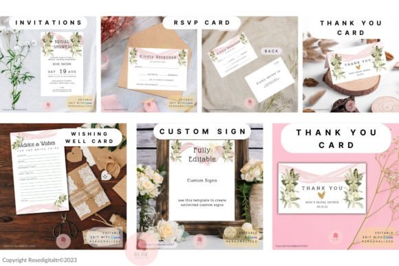 Smart & Stylish Bridal Shower Invitation Set Templates